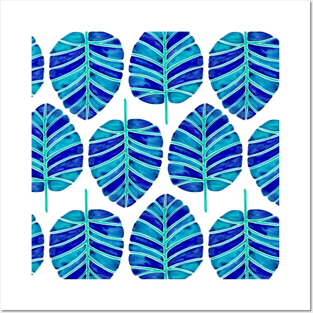 Blue Alocasia pattern Wall Art by CatCoq